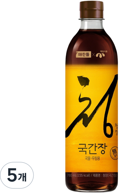 해찬들 매일식품 청장 국물 무침용 국간장, 5개, 780ml