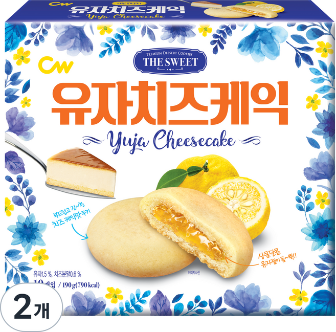 청우식품 유자치즈케익, 190g, 2개