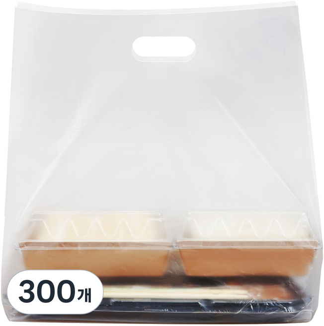 코멧 다용도 무지 HDPE 비닐 쇼핑백 대형, 반투명, 300개