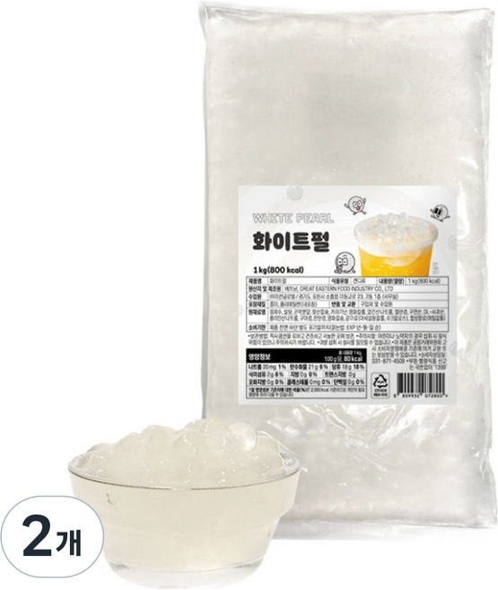 토핑스 화이트 곤약 버블티펄, 2개, 1kg, 1개입