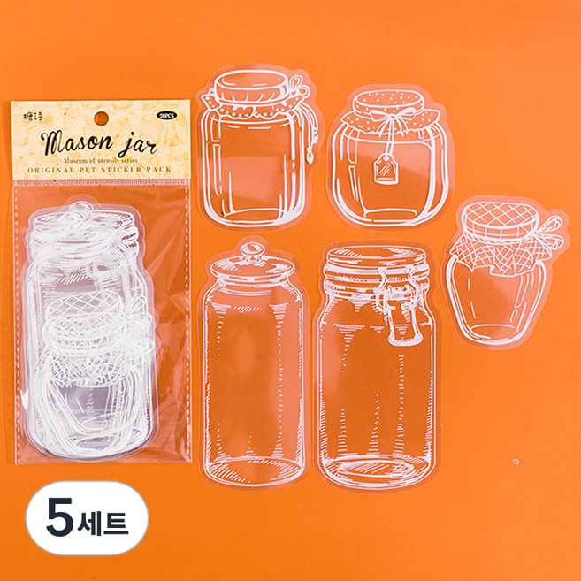 마다꾸미 다이어리 북마크 DIY 압화 꽃 책갈피 코팅지 5종 x 4p 세트 메이슨자, 5세트