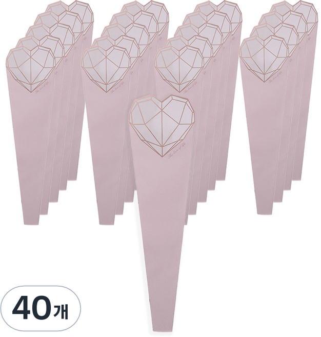 에스피글로벌 장미 한송이 다이아몬드 플라워 포장지, 로즈 핑크, 40개