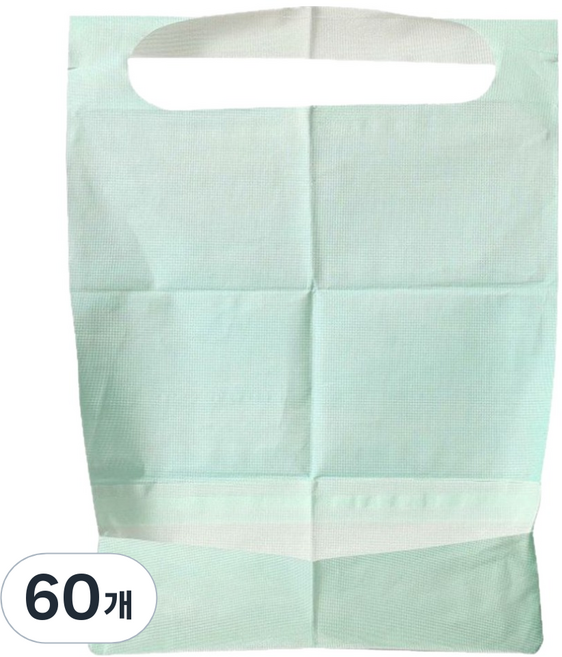 플렉스라인 가벼운 어르신 일회용 턱받이, 그린, 60개