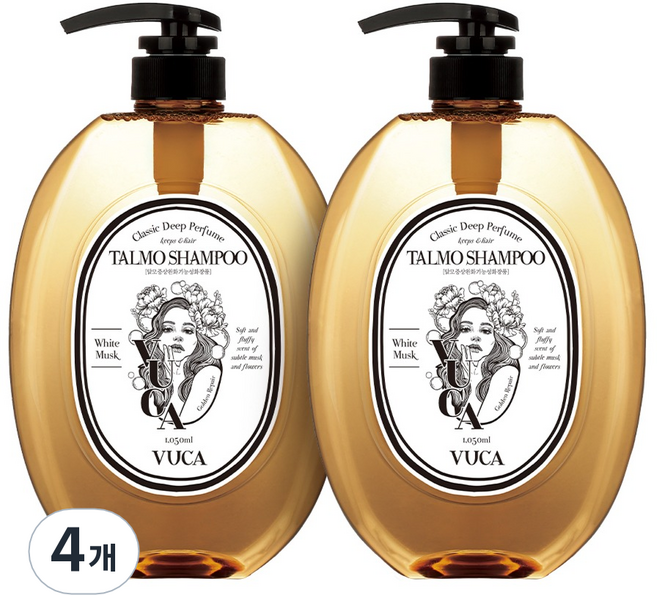 뷰카 클래식 딥 퍼퓸 골드 리페어 탈모 샴푸 화이트머스크향, 1.05L, 4개