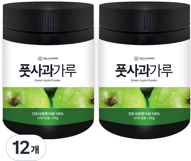 헬로우그린 풋사과가루, 12개, 200g