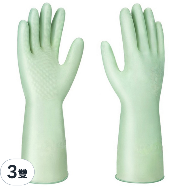 SHIMOYAMA 乳膠清潔手套, L, 綠色, 3雙