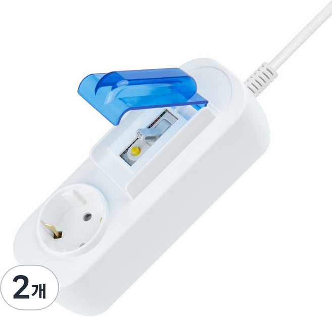 W-Lite 漏電斷路器 1孔延長線 DHM-HEG1C, 1.5m, 白色 + 藍色, 2個