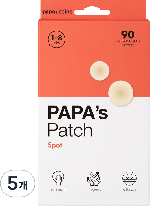파파레서피 파파스 패치 스팟 10mm 45p + 12mm 45p 세트, 90개입, 5개