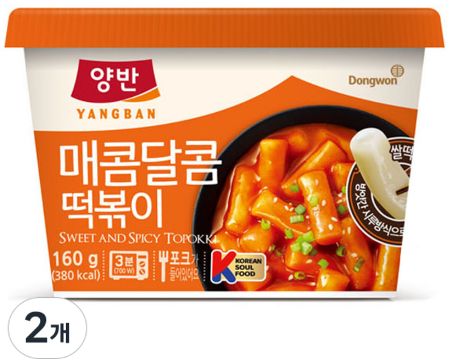 양반 매콤달콤 떡볶이, 160g, 2개