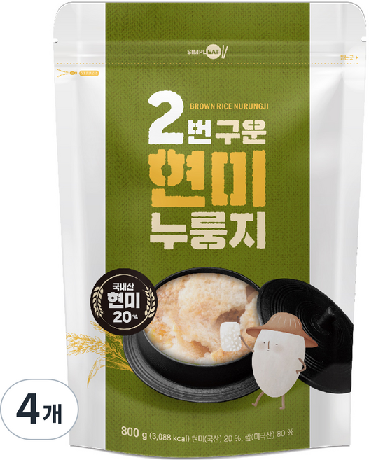 Simpleat 2次翻烤糙米鍋巴, 4個, 800g