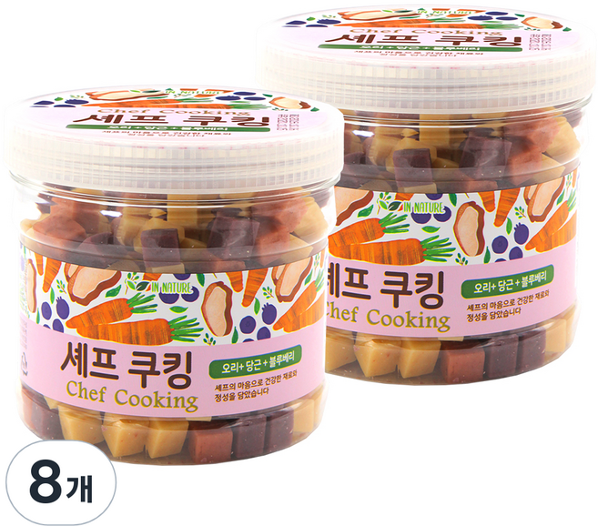퍼피아이 강아지 셰프쿠킹 통간식, 혼합맛(오리/당근/블루베리), 400g, 8개