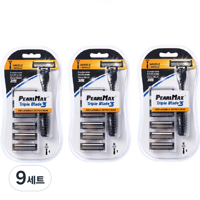 드위트리 프리미엄 MAX 3단 일회용 면도기 + 리필 면도날 세트, 9세트