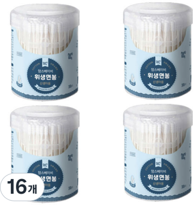 맘스베이비 위생면봉 신생아용, 300개입, 16개