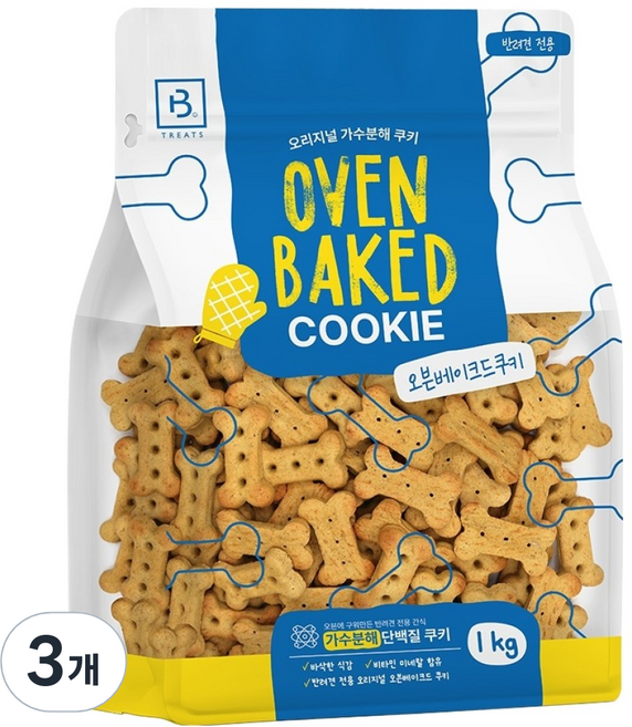 브리더랩 강아지 오븐 베이크드 쿠키, 3개, 1kg, 닭고기맛
