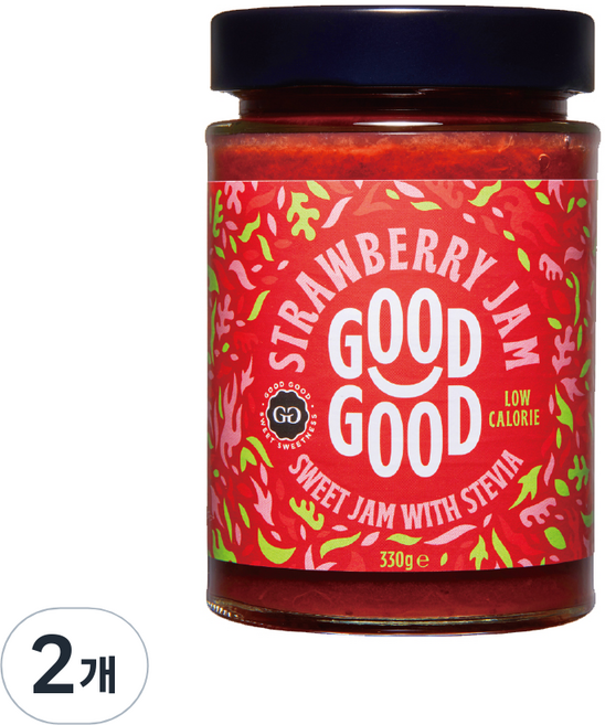 굿굿 저칼로리 스테비아 딸기잼, 330g, 2개
