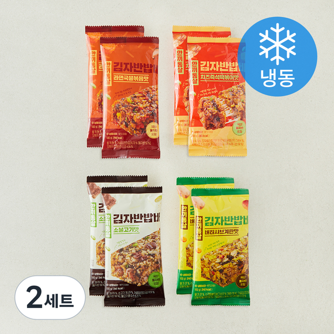 한끼통살 김자반밥바 100g x 4종 x 2개입 믹스 세트 (냉동), 2세트