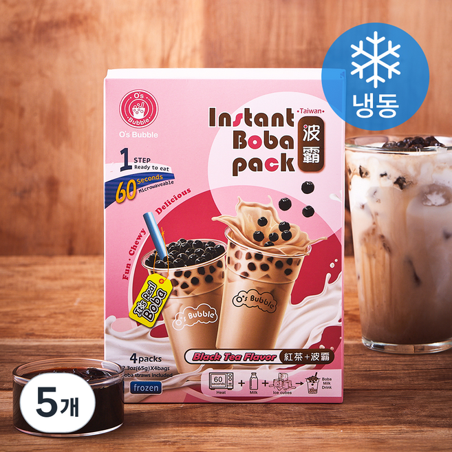 오스버블 인스턴트 보바팩 버블티 홍차맛 4개입 (냉동), 260g, 5개