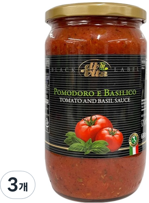 디비타 토마토 바질 소스, 3개, 680g
