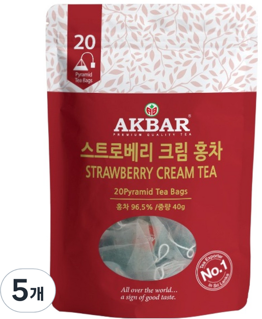 AKBAR 阿克巴 草莓奶油紅茶茶包, 2g, 20入, 5個