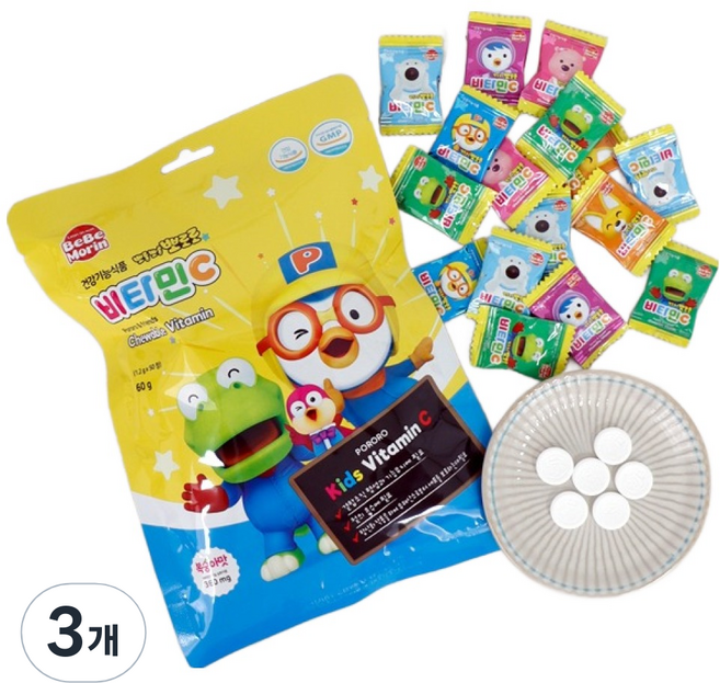 태양생활건강 뽀롱뽀롱 뽀로로 비타민C, 50정, 3개