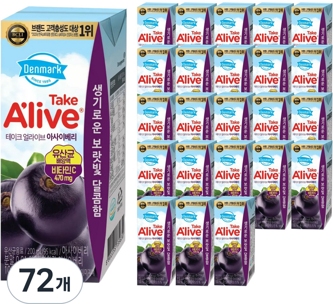 테이크얼라이브 아사이베리 주스, 72개, 200ml