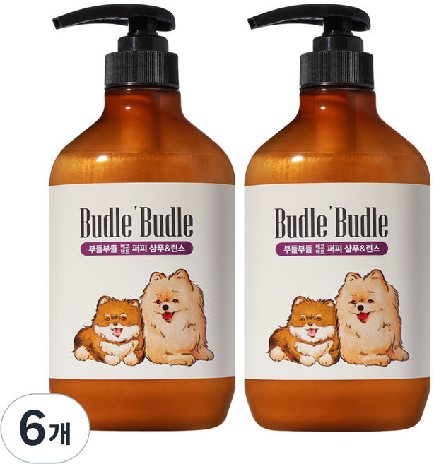 부들부들 에코랜드 퍼피 강아지 샴푸 앤 린스, 500ml, 1개입, 6개