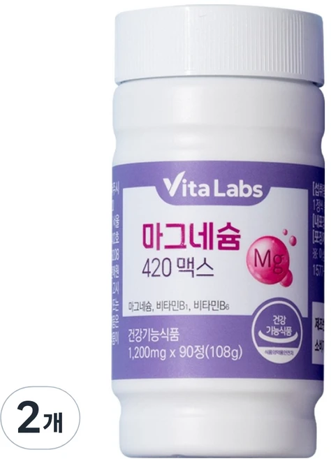 VitaLabs 마그네슘 420 맥스, 2개, 90정 - 쿠팡