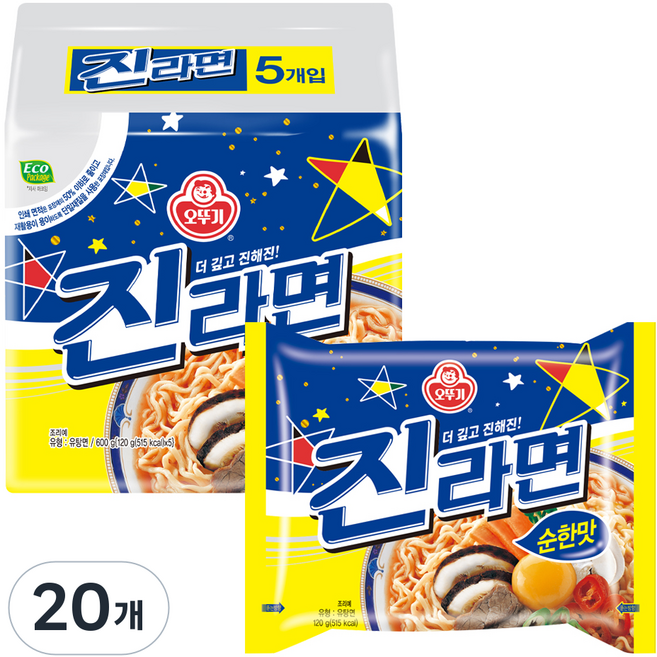 오뚜기 진라면 순한맛 120g, 100개