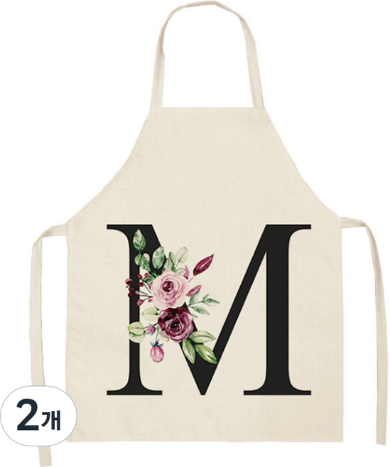 알파벳 이니셜 앞치마 68 x 55 cm, M, 2개