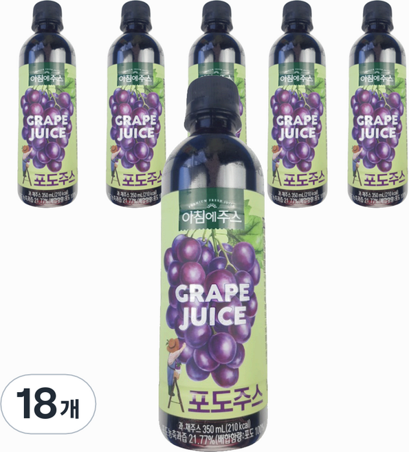 서울우유 아침에주스 포도주스, 350ml, 18개
