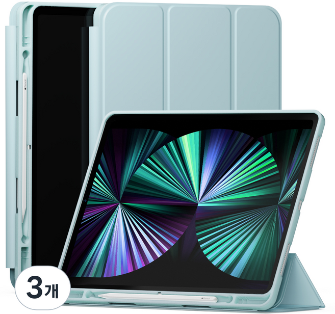 신지모루 스마트커버 펜슬 수납 태블릿 케이스, 소다, 3개