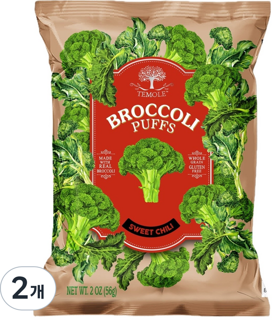 테몰 브로컬리 퍼프 스위트칠리, 56g, 2개