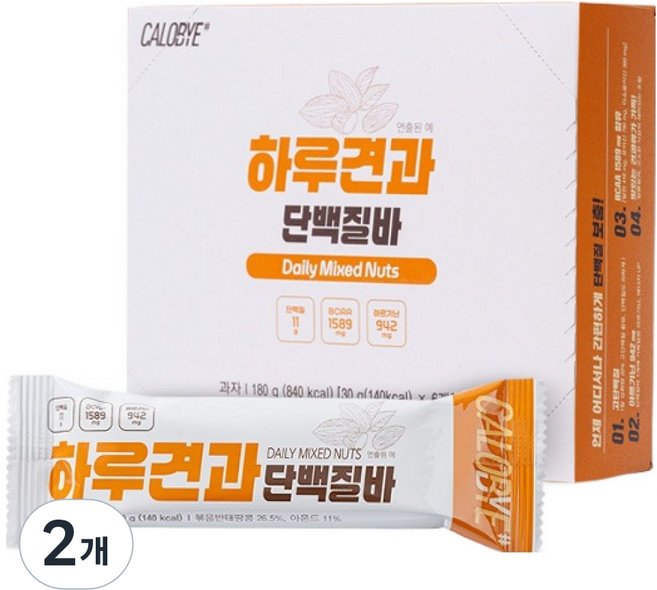 CALOBYE 每日堅果蛋白棒 6入, 180g, 2個
