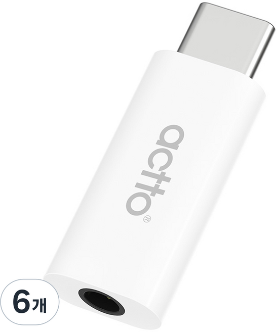 엑토 C타입 AUX 3.5mm to USB 오디오 이어폰 젠더 AUXA-06, 6개, 33mm, 화이트