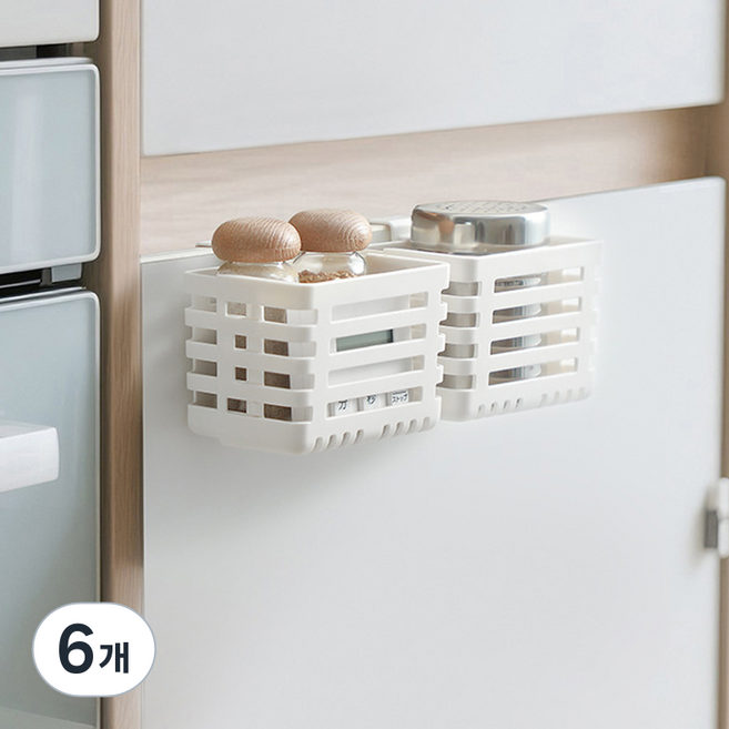 메이크마인 미니 걸이형 다용도 수납 바구니 소형, 화이트, 6개
