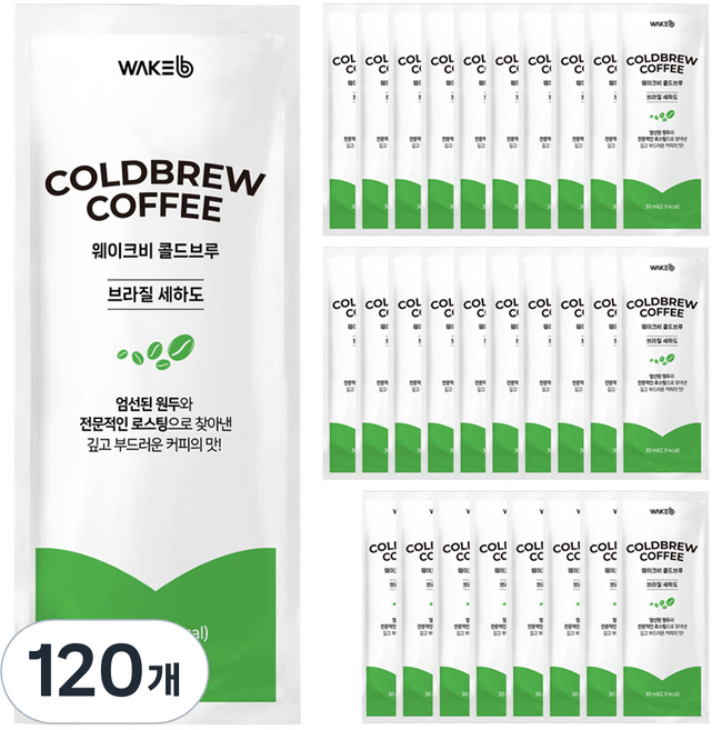 웨이크비 콜드브루 원액 액상 더치 커피 세하도, 30ml, 120개, 1개입