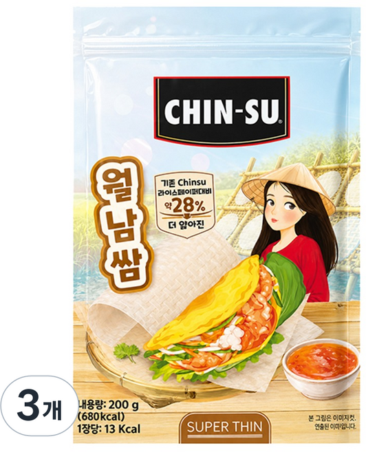 CHIN-SU 更薄的越南春捲皮, 200g, 3個