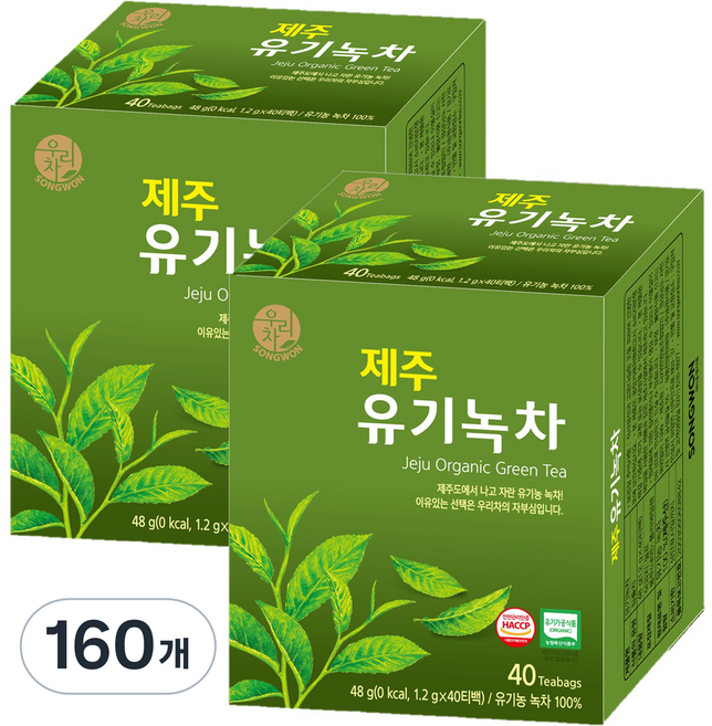 우리차 제주 유기녹차, 1.2g, 40개입, 4개