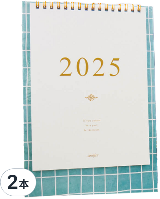 conifer 綠的事務 2025年 時間絮語直式桌曆 25K, 2本, 夏日泳池 藍綠色