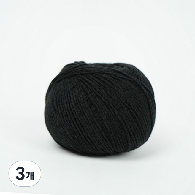 Ancalls Thin Rolly 棉質 3ply 編織線 45g, 3個, TH79 黑色