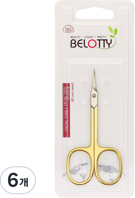 벨로티 이태리산 고급 큐티클 포인트가위, 골드, 6개