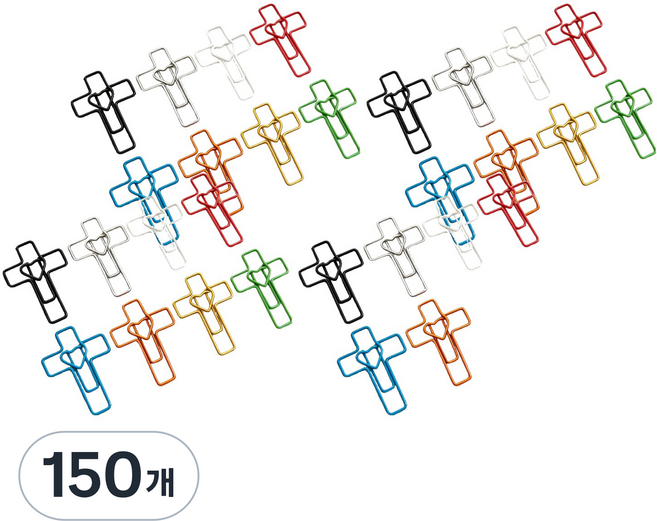 코쿠리 다용도 서류 십자가 클립 컬러믹스 문서집게 북마크 6W0037 랜덤발송, 1개입, 150개