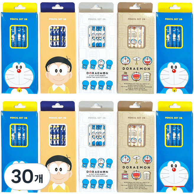 哆啦A夢 5支 2B 鉛筆組, 30個, 隨機出貨