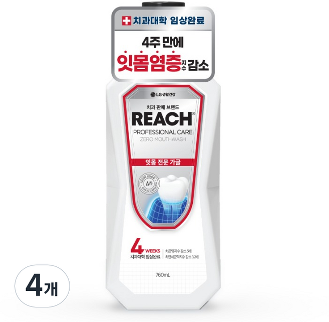 리치 프로페셔널 잇몸 전문 제로 구강청결제, 4개, 760ml