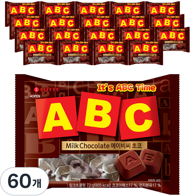 LOTTE 樂天 ABC 巧克力, 72g, 60個