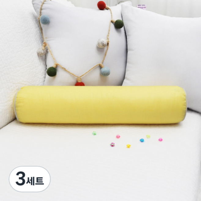 베드앤데코 에브리데이 경추 목베개 + 솜 세트, 코튼옐로, 3개