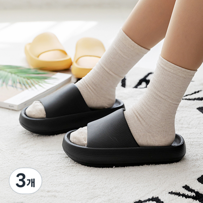 에이블팩토리 통통 거실화, 블랙, 3개