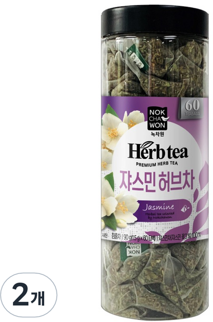 녹차원 쟈스민 허브차 티백, 1.5g, 60개입, 2개
