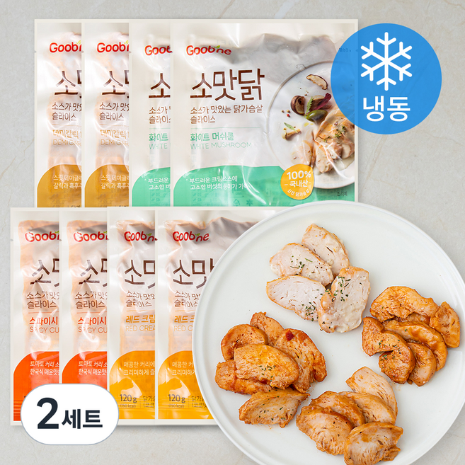 굽네 소스가 맛있는 닭가슴살 슬라이스 4종 세트(냉동), 120g, 8개입, 2개
