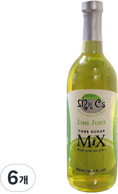 미스터 씨 라임주스 믹스, 750ml, 6개